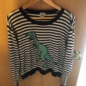 Striped sweater with dinosaur
